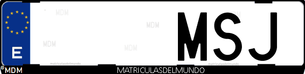 Imágen de matrícula de coche con letras MSJ de España