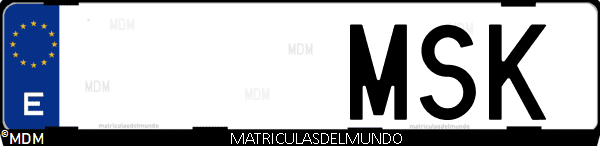 Imágen de matrícula de coche con letras MSK de España