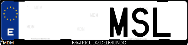 Imágen de matrícula de coche con letras MSL de España
