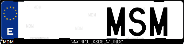 Imágen de matrícula de coche con letras MSM de España