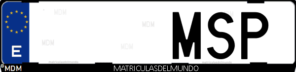 Imágen de matrícula de coche con letras MSP de España