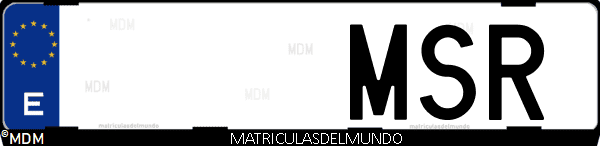 Imágen de matrícula de coche con letras MSR de España