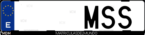 Imágen de matrícula de coche con letras MSS de España