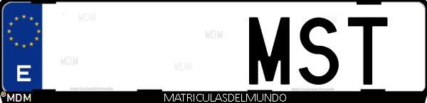Imágen de matrícula de coche con letras MST de España