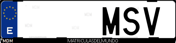 Imágen de matrícula de coche con letras MSV de España