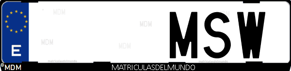 Imágen de matrícula de coche con letras MSW de España