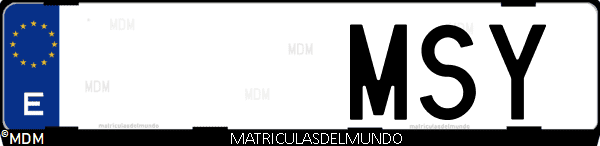 Imágen de matrícula de coche con letras MSY de España
