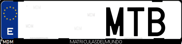 Imágen de matrícula de coche con letras MTB de España