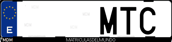 Imágen de matrícula de coche con letras MTC de España