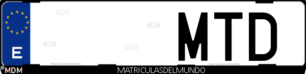 Imágen de matrícula de coche con letras MTD de España
