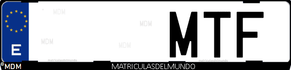 Imágen de matrícula de coche con letras MTF de España