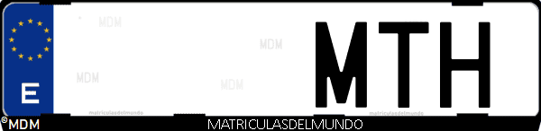 Imágen de matrícula de coche con letras MTH de España