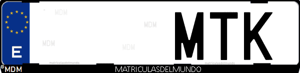 Imágen de matrícula de coche con letras MTK de España
