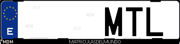 Imágen de matrícula de coche con letras MTL de España