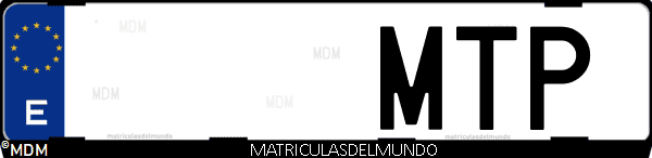Imágen de matrícula de coche con letras MTP de España