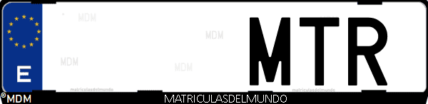 Imágen de matrícula de coche con letras MTR de España