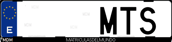 Imágen de matrícula de coche con letras MTS de España