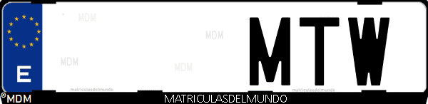 Imágen de matrícula de coche con letras MTW de España