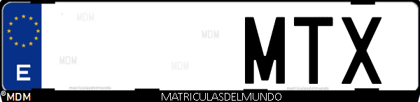 Imágen de matrícula de coche con letras MTX de España