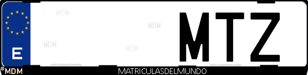 Imágen de matrícula de coche con letras MTZ de España