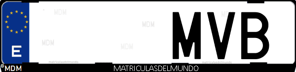 Imágen de matrícula de coche con letras MVB de España
