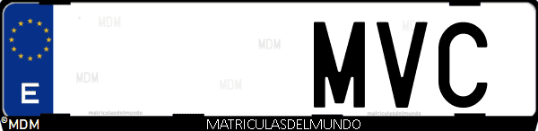 Imágen de matrícula de coche con letras MVC de España