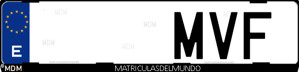 Imágen de matrícula de coche con letras MVF de España
