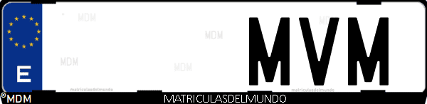 Imágen de matrícula de coche con letras MVM de España