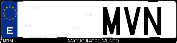 Imágen de matrícula de coche con letras MVN de España