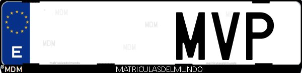 Imágen de matrícula de coche con letras MVP de España