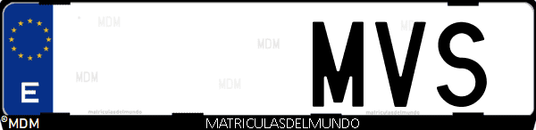 Imágen de matrícula de coche con letras MVS de España