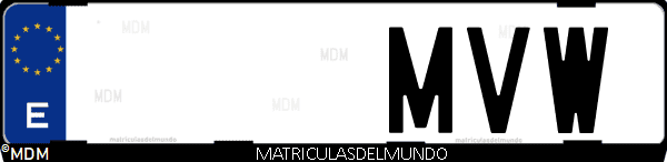 Imágen de matrícula de coche con letras MVW de España