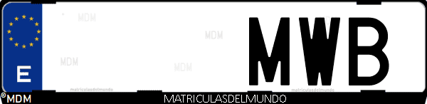Imágen de matrícula de coche con letras MWB de España