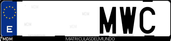 Imágen de matrícula de coche con letras MWC de España