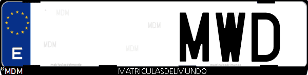 Imágen de matrícula de coche con letras MWD de España