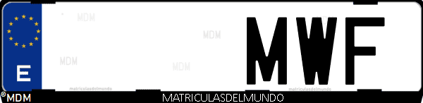 Imágen de matrícula de coche con letras MWF de España