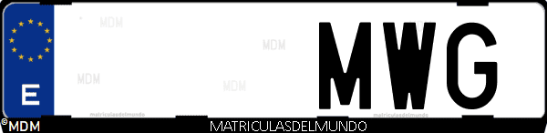 Imágen de matrícula de coche con letras MWG de España