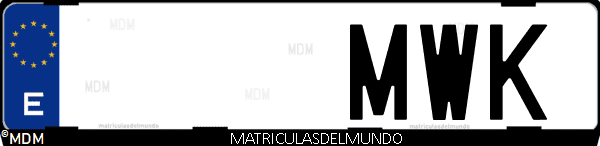 Imágen de matrícula de coche con letras MWK de España