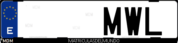 Imágen de matrícula de coche con letras MWL de España