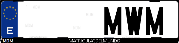 Imágen de matrícula de coche con letras MWM de España