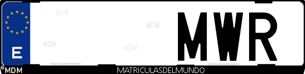 Imágen de matrícula de coche con letras MWR de España