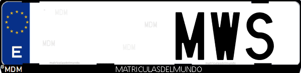 Imágen de matrícula de coche con letras MWS de España
