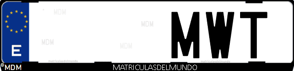 Imágen de matrícula de coche con letras MWT de España