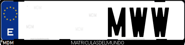 Imágen de matrícula de coche con letras MWW de España