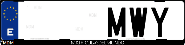Imágen de matrícula de coche con letras MWY de España