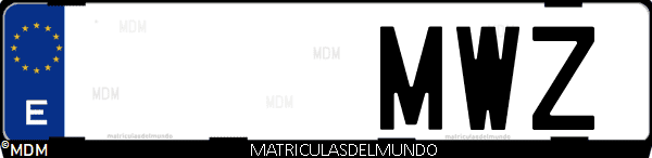 Imágen de matrícula de coche con letras MWZ de España