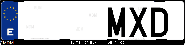 Imágen de matrícula de coche con letras MXD de España