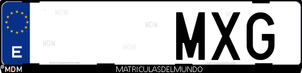 Imágen de matrícula de coche con letras MXG de España