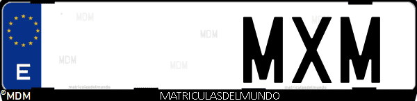 Imágen de matrícula de coche con letras MXM de España