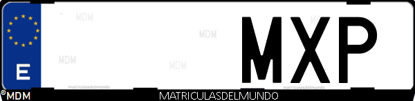 Imágen de matrícula de coche con letras MXP de España